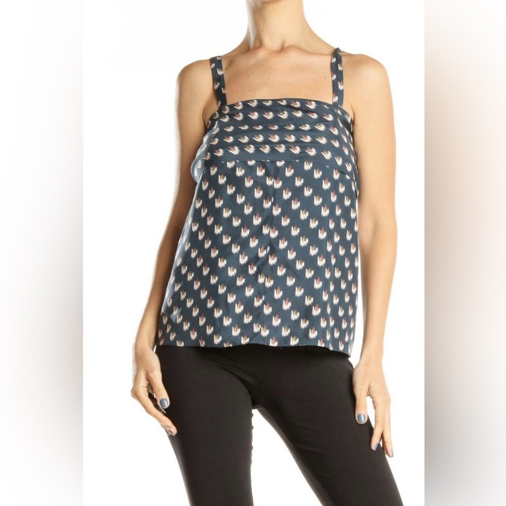 Theory Women’s Silk Blue Ralfinn Ikat Floral Camisole Top - Small